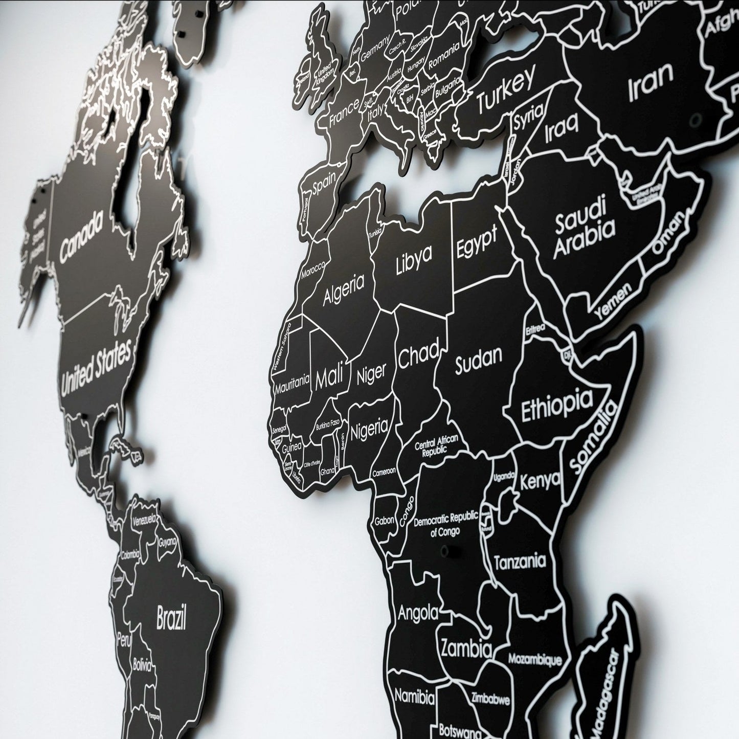 World Map for Wall - Metal Wall Art Living Room & Office