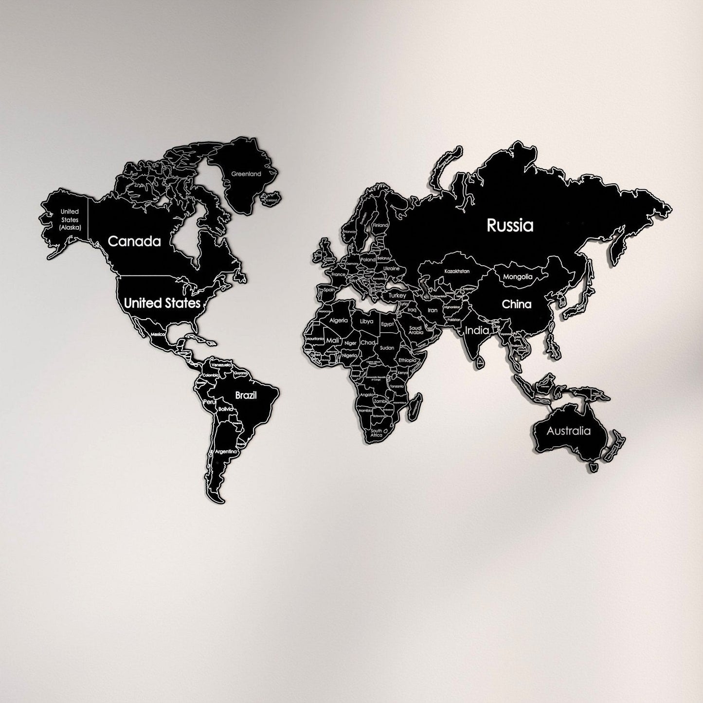 World Map for Wall - Metal Wall Art Living Room & Office