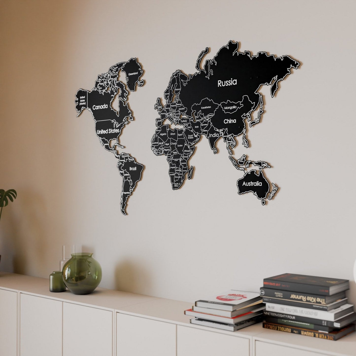 World Map for Wall - Metal Wall Art Living Room & Office