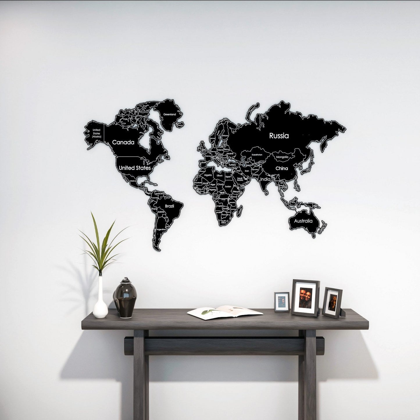World Map for Wall - Metal Wall Art Living Room & Office