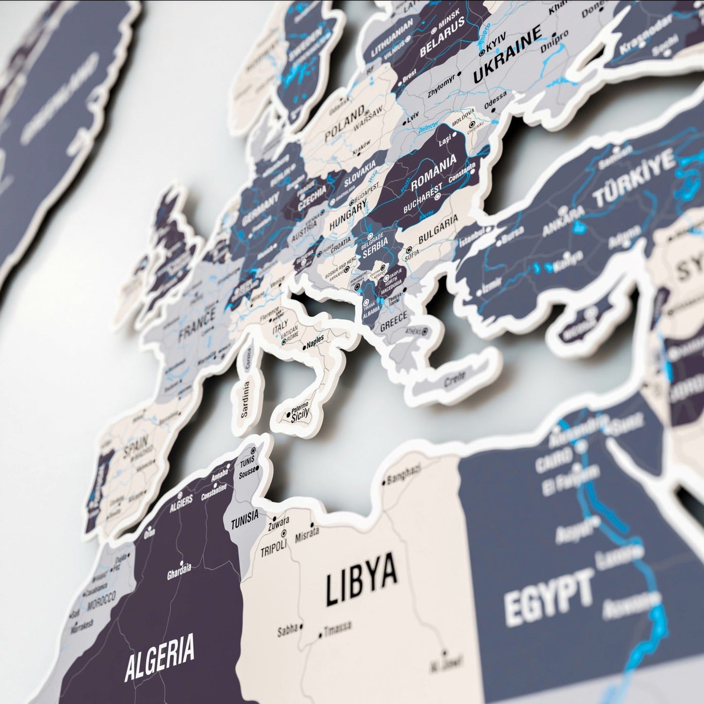 Metal World Map for Wall - UV Print Art&Vibrant Colors (Nimbus)