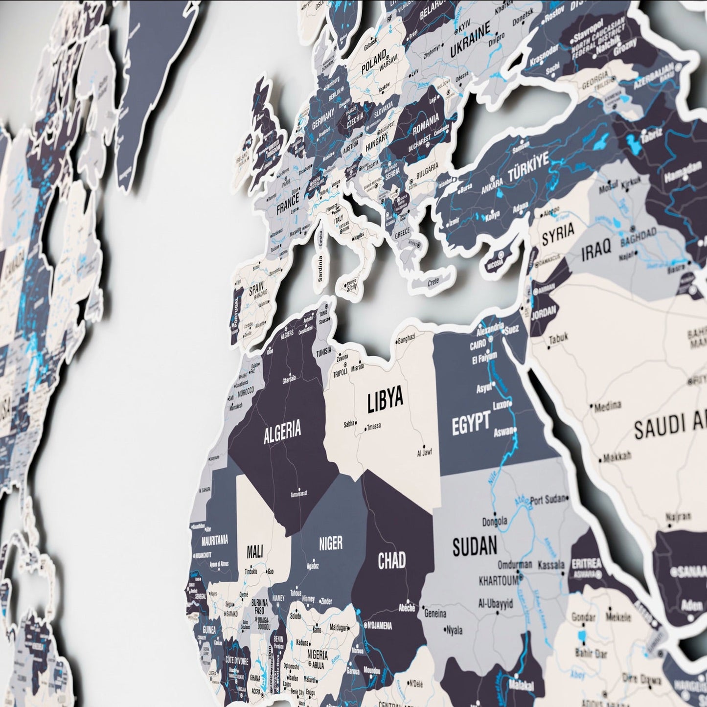 Metal World Map for Wall - UV Print Art&Vibrant Colors (Nimbus)