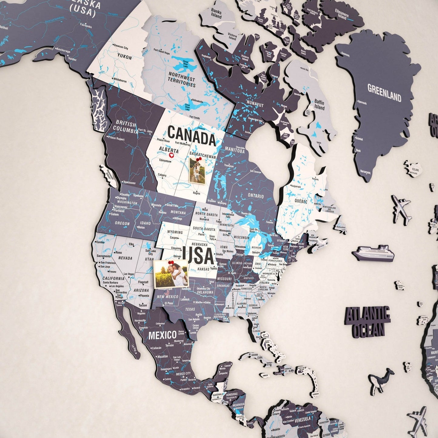 Wooden World Map for Wall - 3D Art & Vibrant Colors (Nimbus)