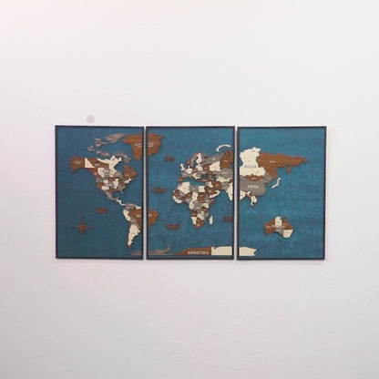 Wooden World Map 3D Multilayered, Pin Adventures & Home Decors