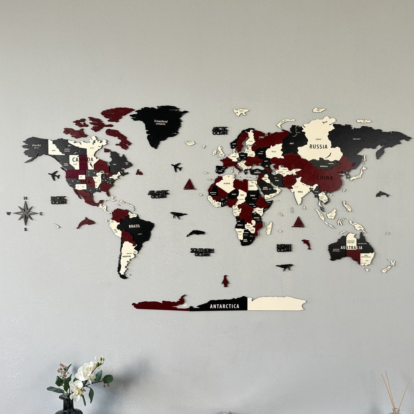 Wood Map - Large Wooden World Map for Wall - Best Mens Office Wall Decor