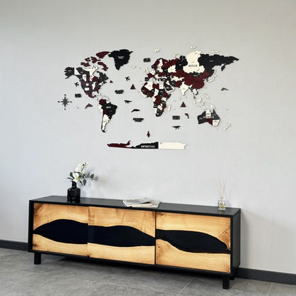 Wood Map - Large Wooden World Map for Wall - Best Mens Office Wall Decor