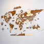 Wooden World Map Wall Art - 3d Wood Push Pin Maps, Multicolor