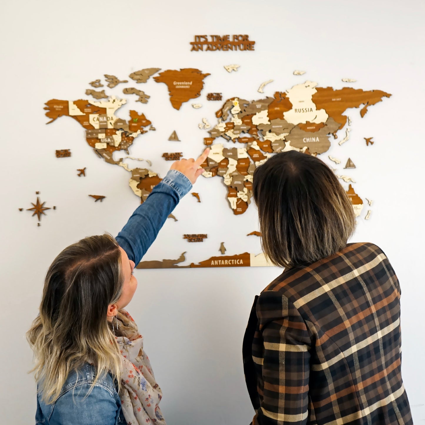 Wooden World Map Wall Art - 3d Wood Push Pin Maps, Multicolor