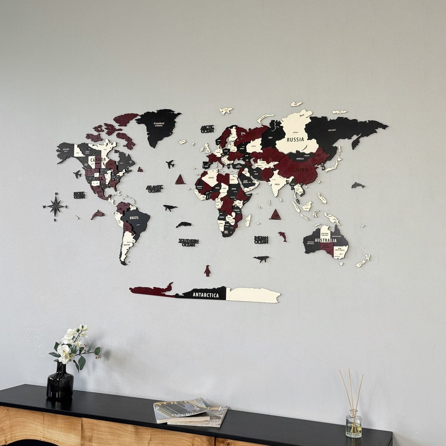 Wood Map - Large Wooden World Map for Wall - Best Mens Office Wall Decor