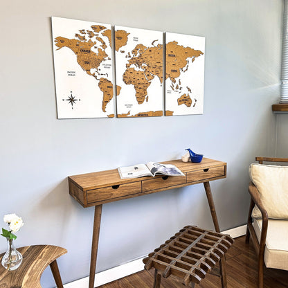 Wooden Cork World Map with Pins - Add Travel Photos