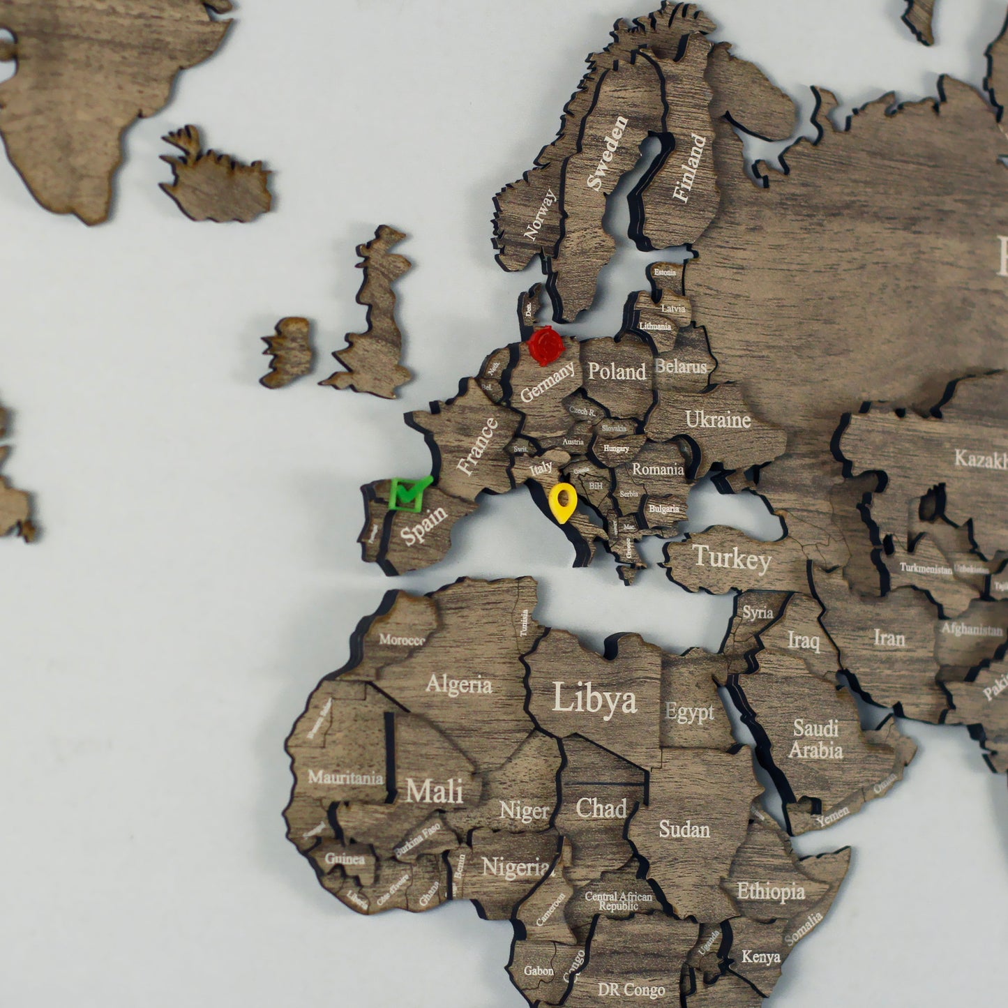 Wood Map - Wooden World Map Puzzle, 3D Wall Art Betul