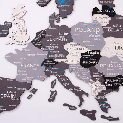 3D Europe Wooden Map Nordik