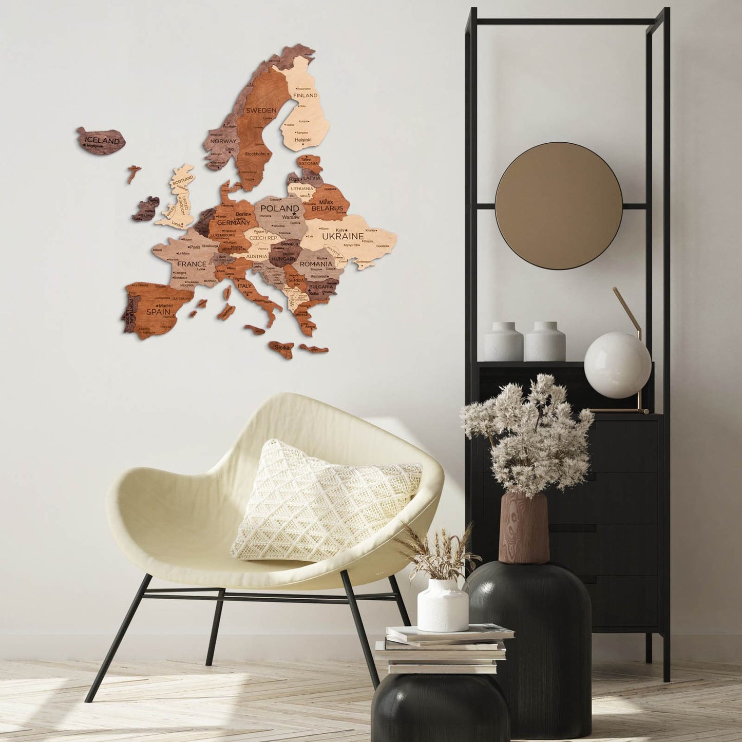 3D Europe Wooden Map Multicolor