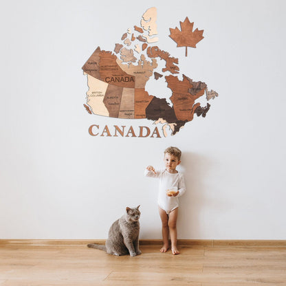 3D Canada Wooden Map Multicolor
