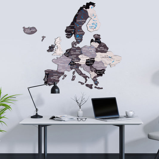 3D Europe Wooden Map Nordik