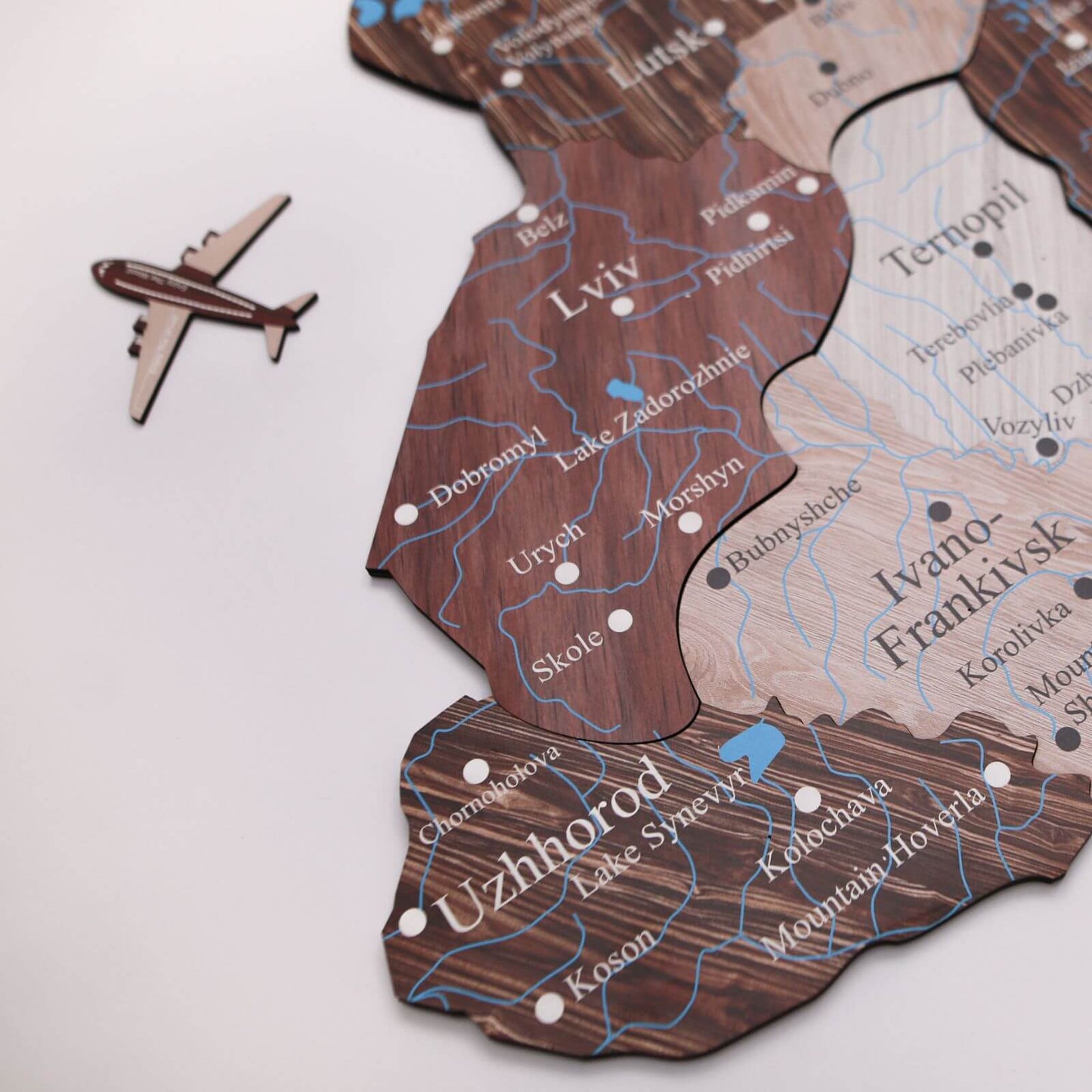 Wooden Map of Ukraine Cappuccino