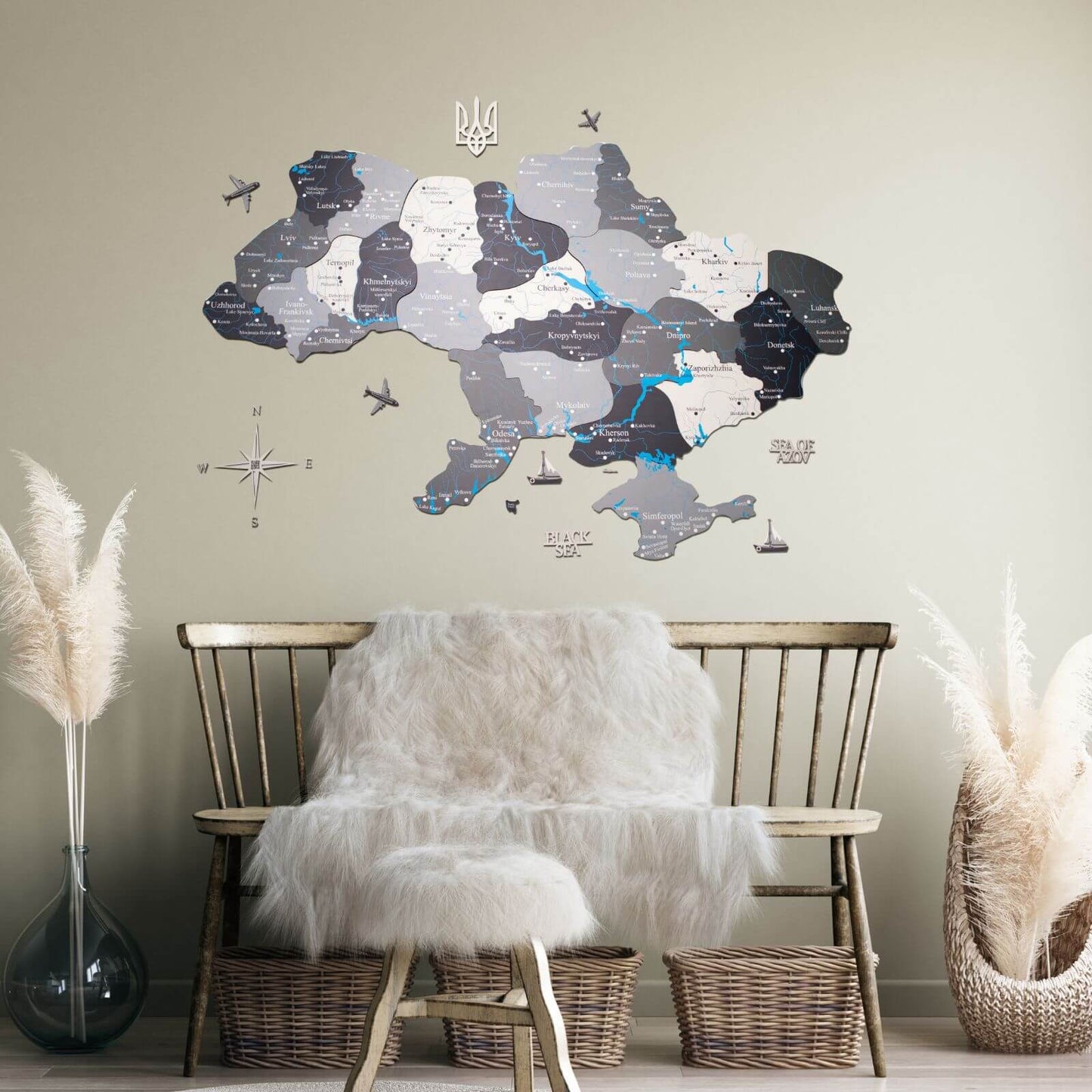 Wooden Map of Ukraine Nordik