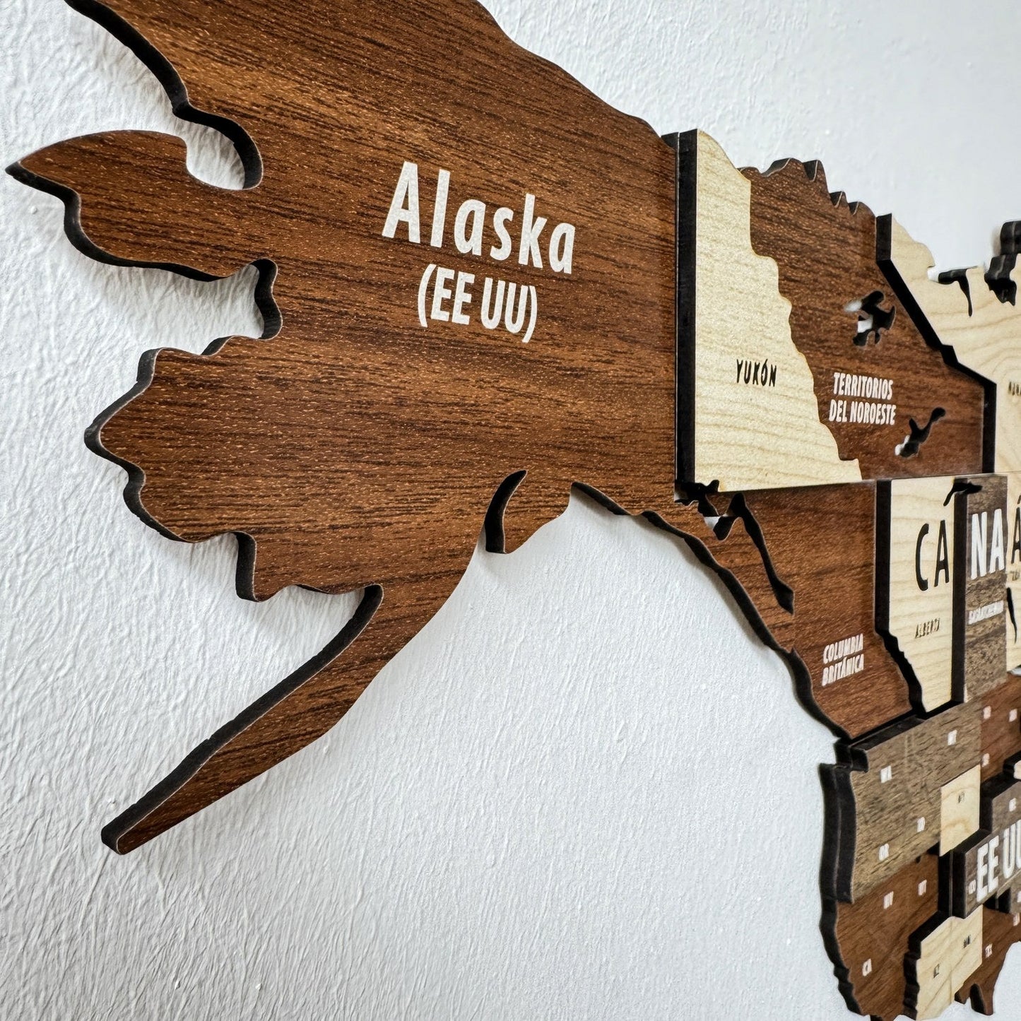 Wooden World Map Wall Art - 3d Wood Push Pin Maps, Multicolor