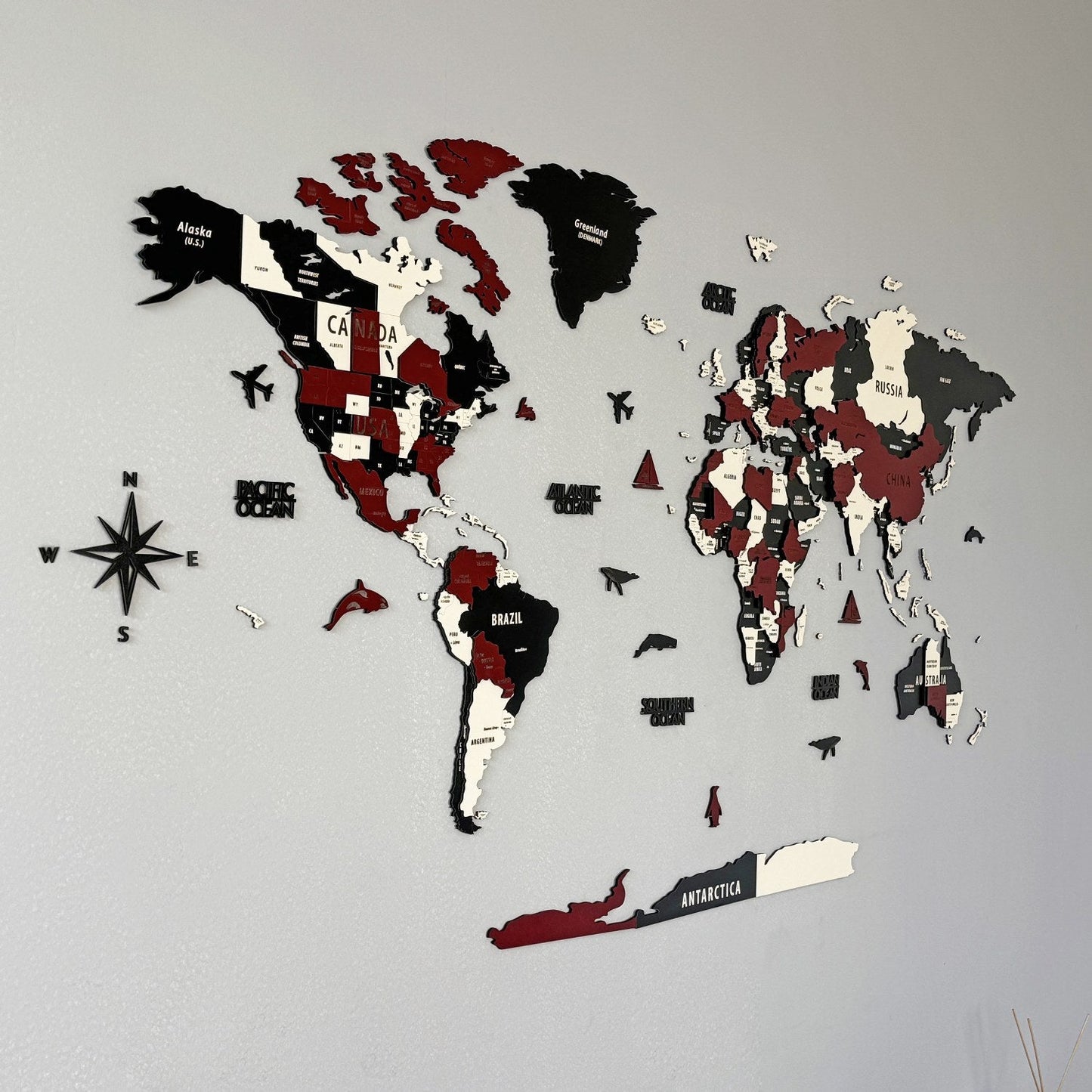 Wood Map - Large Wooden World Map for Wall - Best Mens Office Wall Decor