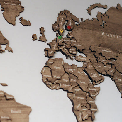 Wood Map - Wooden World Map Puzzle, 3D Wall Art Betul