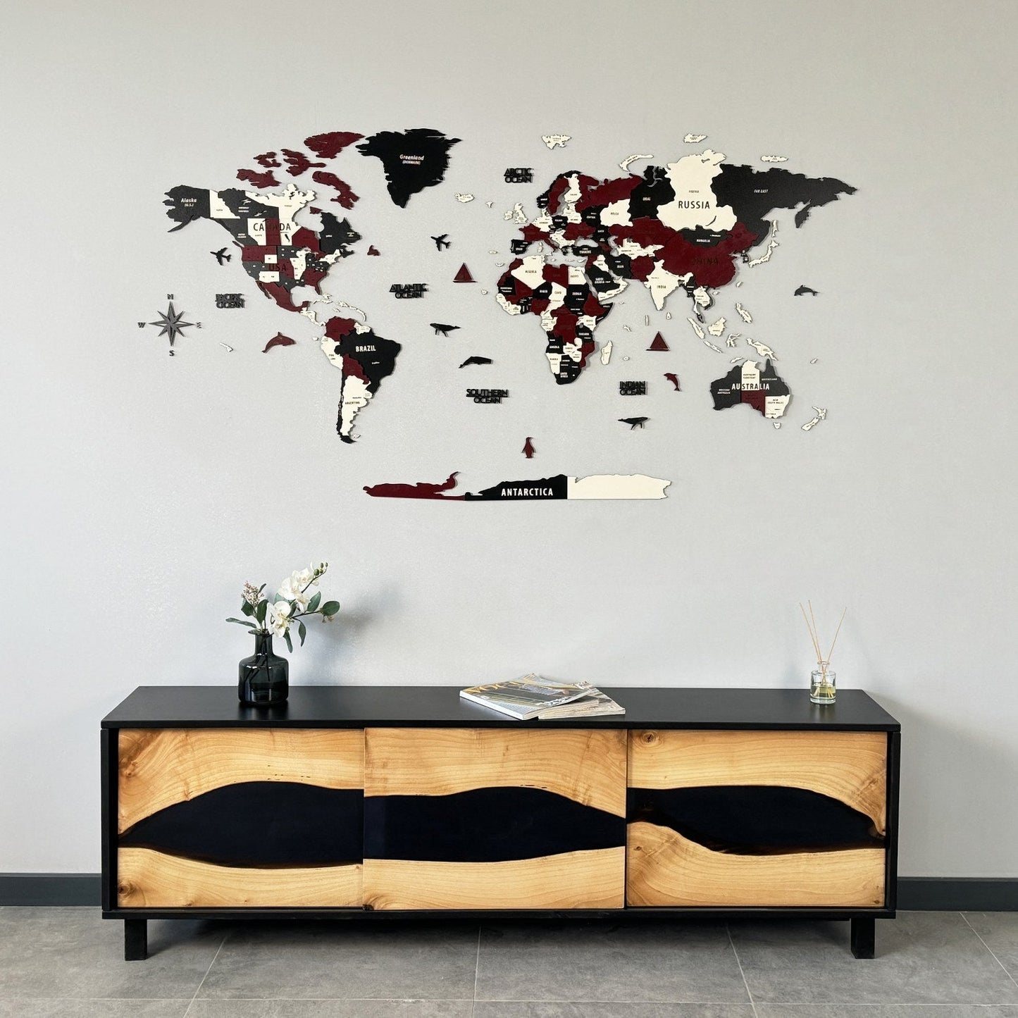 Wood Map - Large Wooden World Map for Wall - Best Mens Office Wall Decor