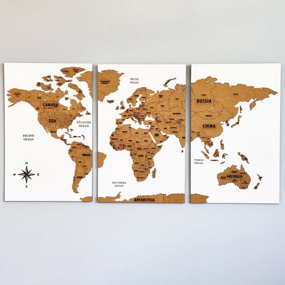 Wooden Cork World Map with Pins - Add Travel Photos