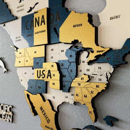Wood Map - Large Wooden World Map Wall Art for Living Room