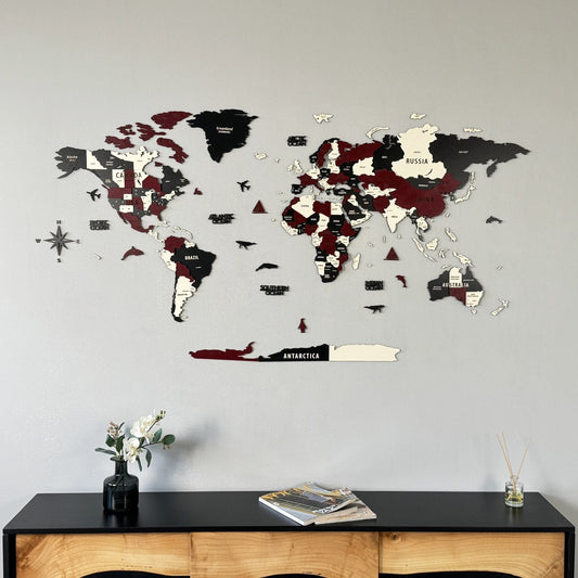 Wood Map - Large Wooden World Map for Wall - Best Mens Office Wall Decor
