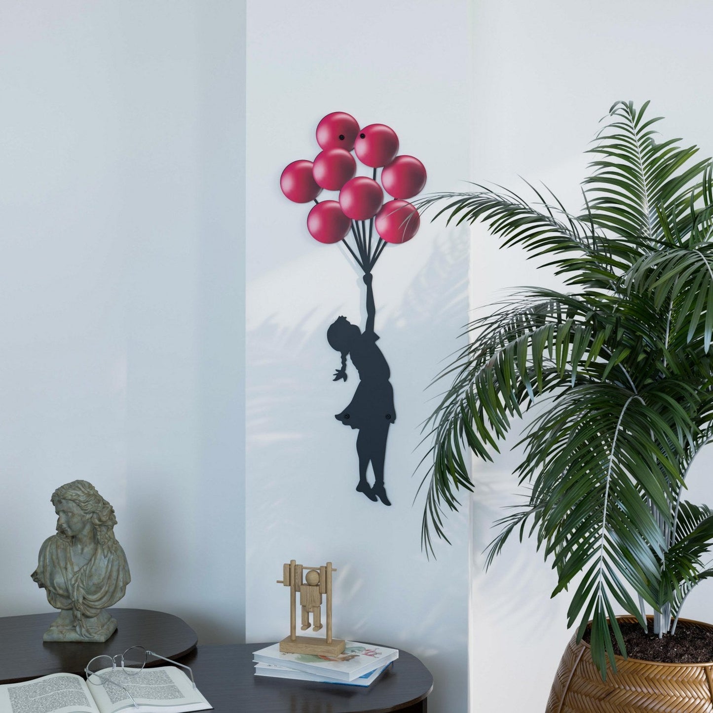 Banksy Metal Wall Art: Girl with Balloons Entryway Wall Decor