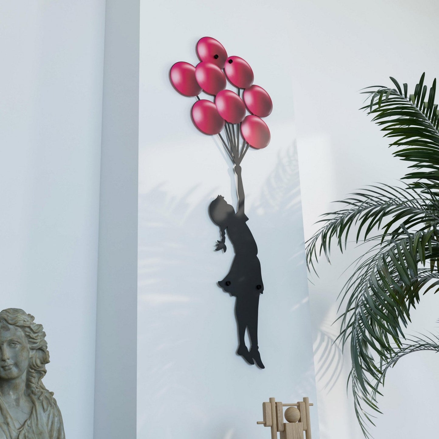 Banksy Metal Wall Art: Girl with Balloons Entryway Wall Decor