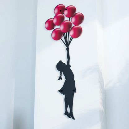 Banksy Metal Wall Art: Girl with Balloons Entryway Wall Decor