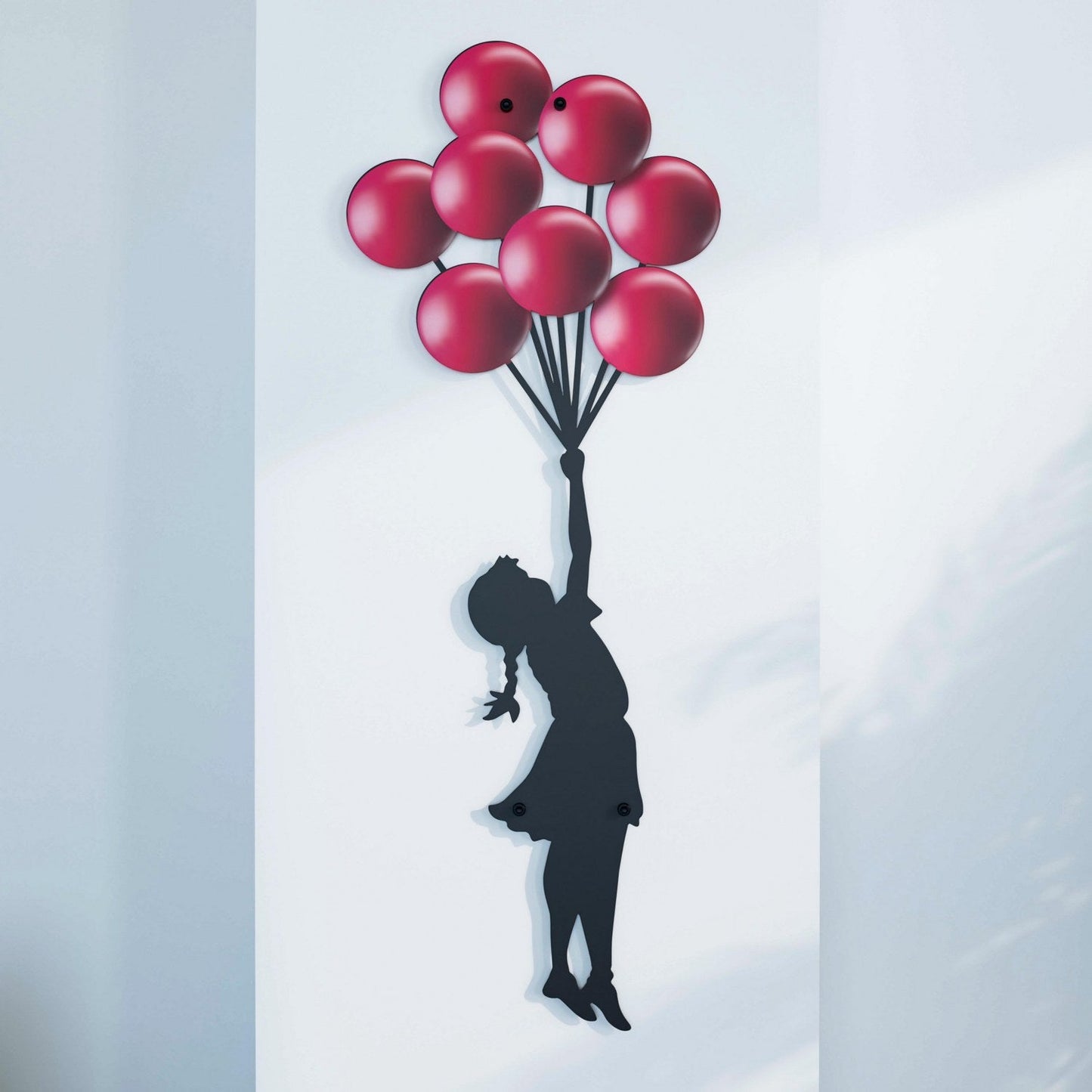 Banksy Metal Wall Art: Girl with Balloons Entryway Wall Decor