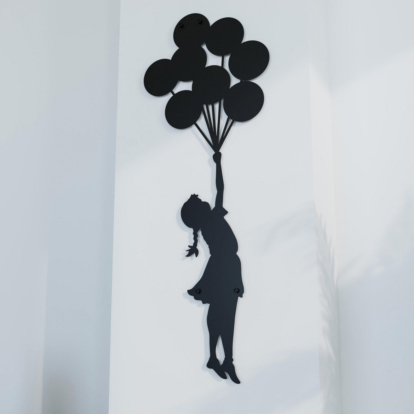 Banksy Metal Wall Art: Girl with Balloons Entryway Wall Decor