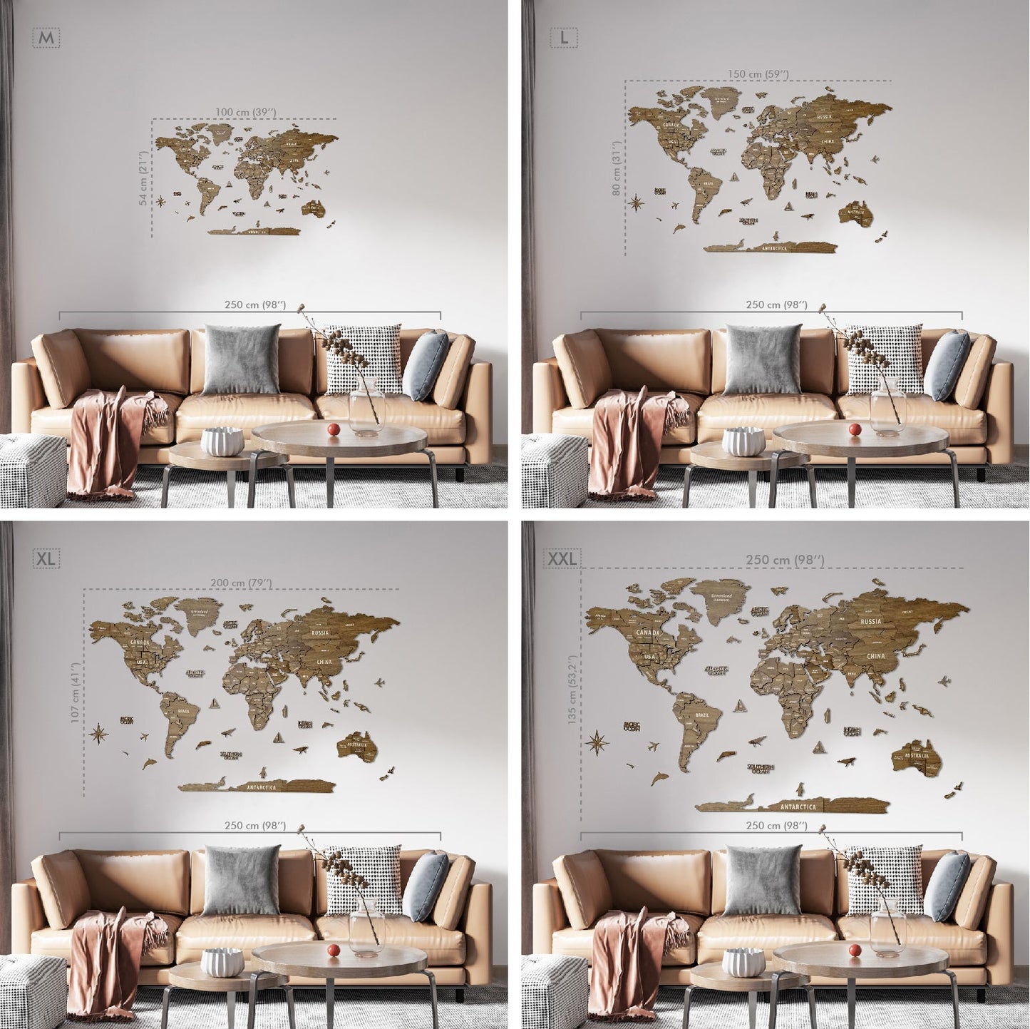 Wood Map - Wooden World Map Puzzle, 3D Wall Art Betul