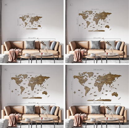 Wood Map - Wooden World Map Puzzle, 3D Wall Art Betul