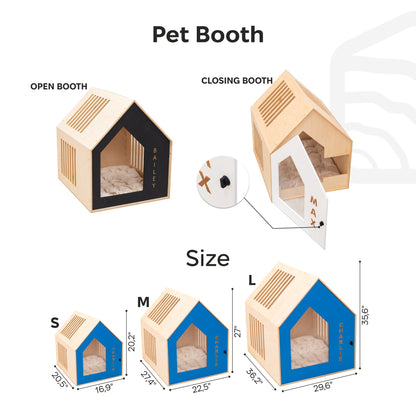 Booth-Style Wooden Dog House - White