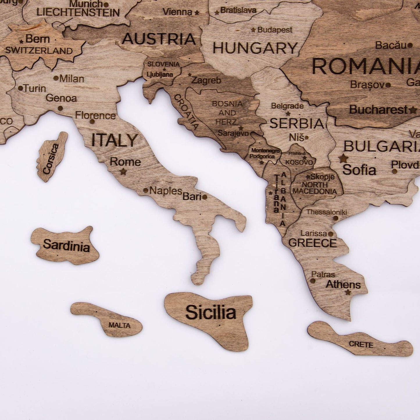 3D Europe Wooden Map Terra