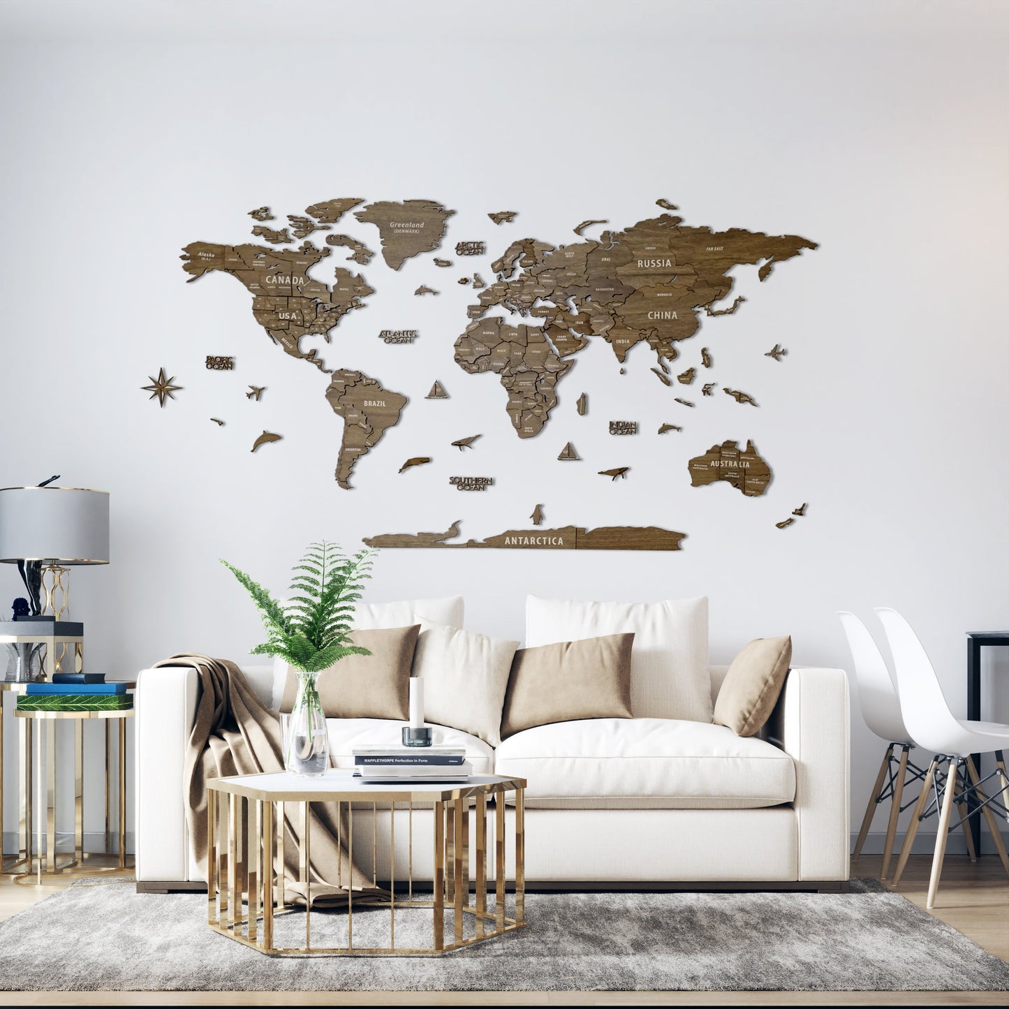 Wood Map - Wooden World Map Puzzle, 3D Wall Art Betul