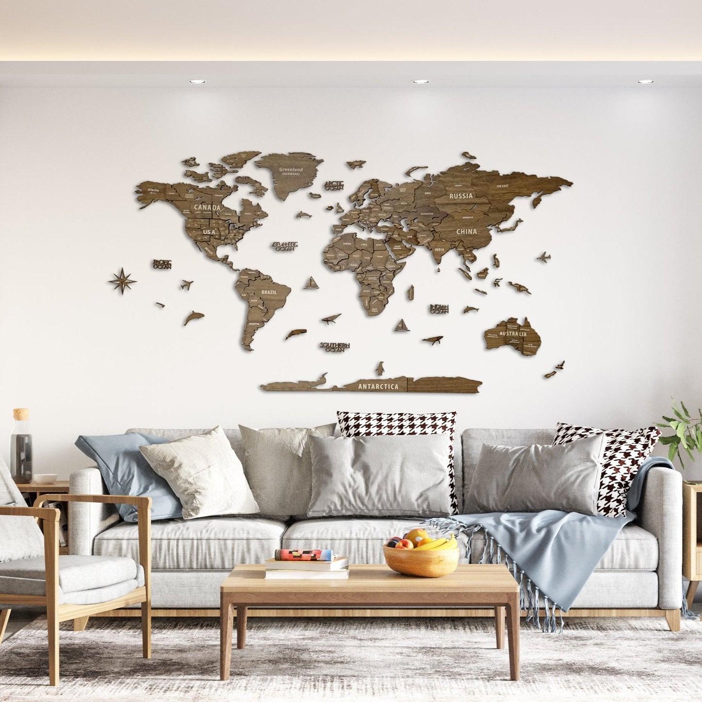 Wood Map - Wooden World Map Puzzle, 3D Wall Art Betul