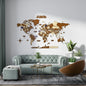 Wooden World Map Wall Art - 3d Wood Push Pin Maps, Multicolor