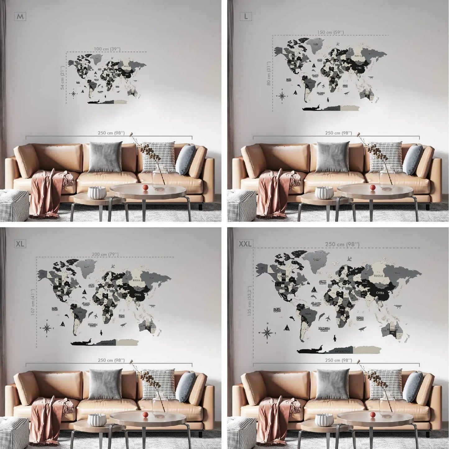 Wood Map Living Room Wall Decor - World Map Wall Art