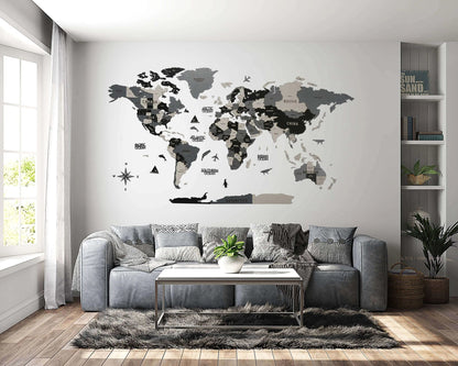 Wood Map Living Room Wall Decor - World Map Wall Art