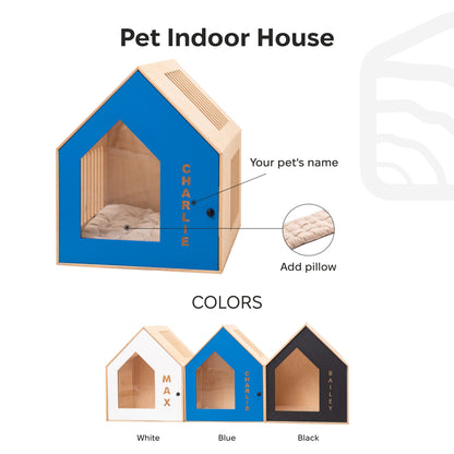 Booth-Style Wooden Dog House - White