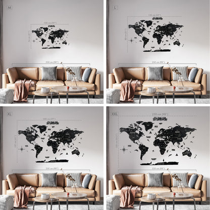 Wooden World Map with States - Push Pin 3D World Maps, Tuana Wood Wall Art