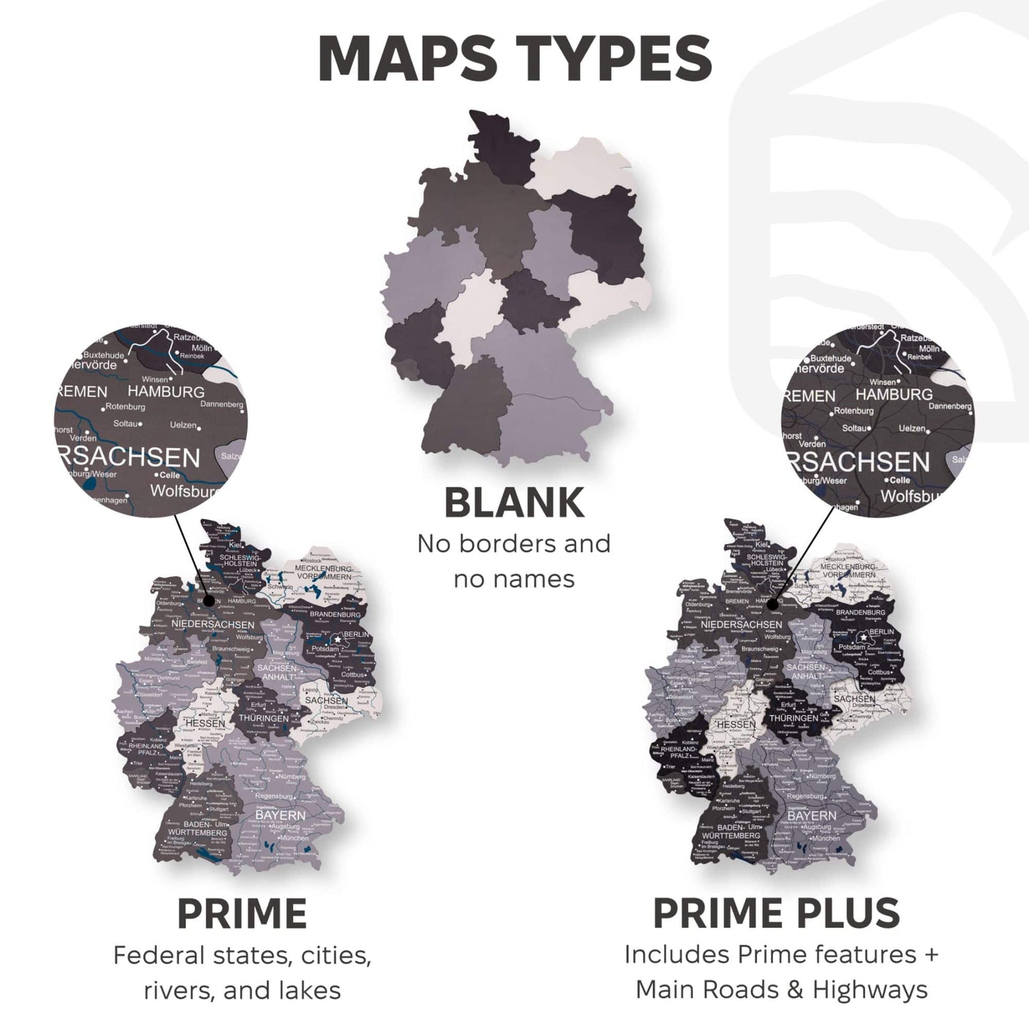 3D Germany Wooden Map Nordik