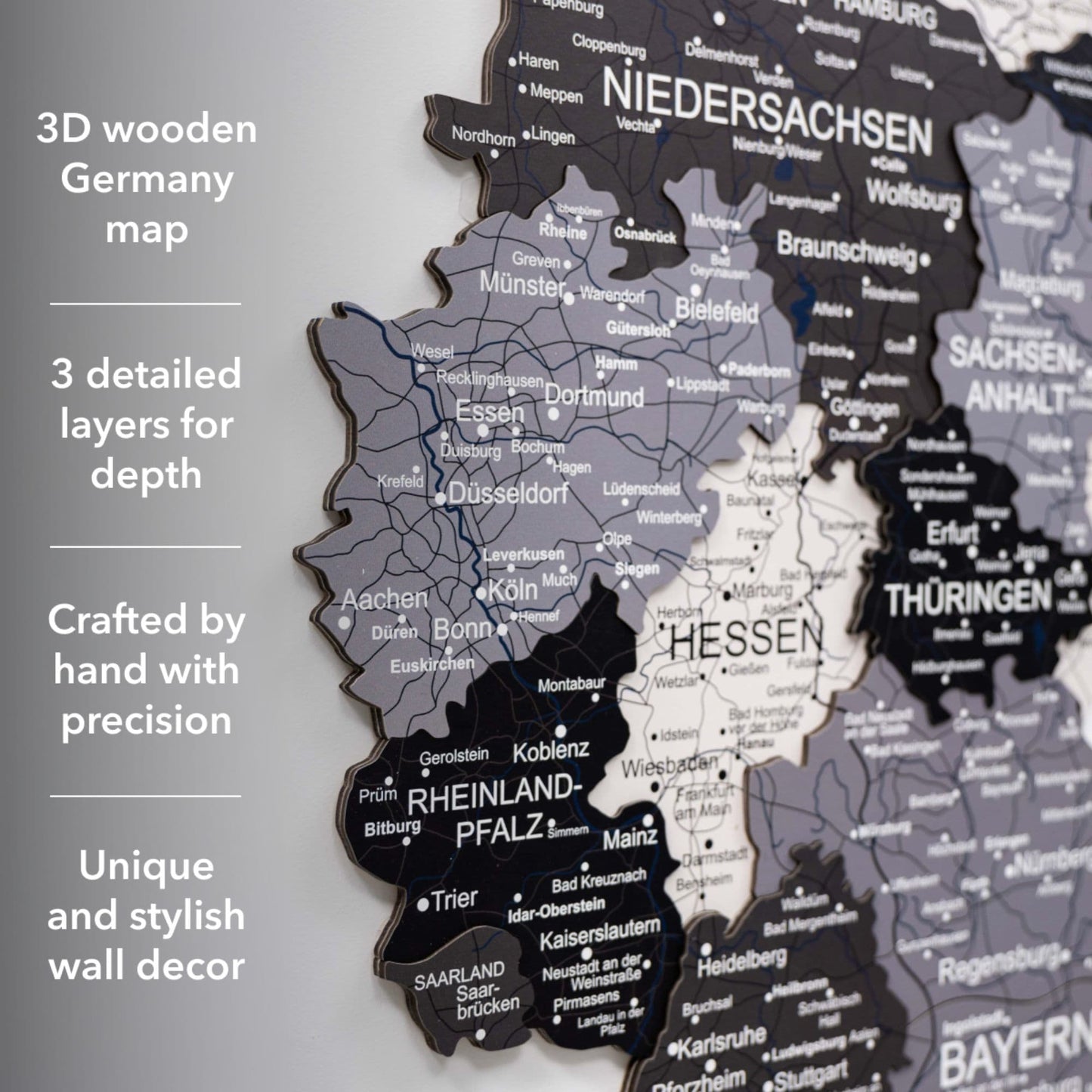 3D Germany Wooden Map Nordik