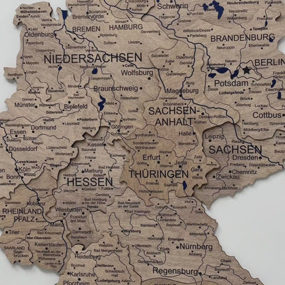 3D Germany Wooden Map Terra