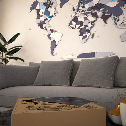 Wooden World Map for Wall - 3D Art & Vibrant Colors (Nimbus)