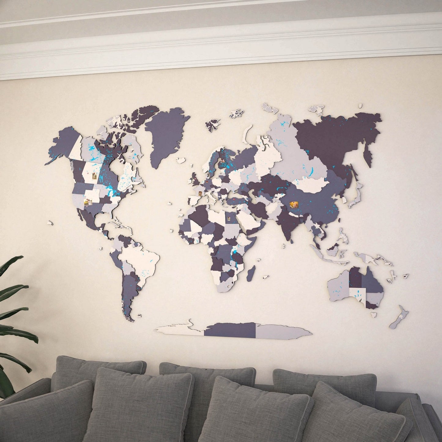 Wooden World Map for Wall - 3D Art & Vibrant Colors (Nimbus)