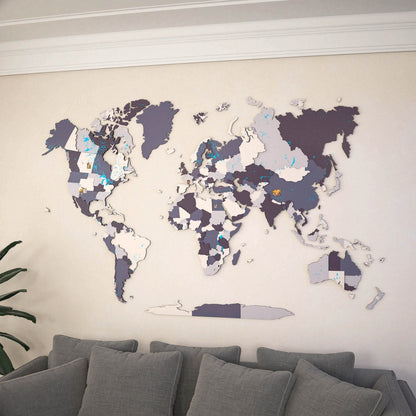 Wooden World Map for Wall - 3D Art & Vibrant Colors (Nimbus)